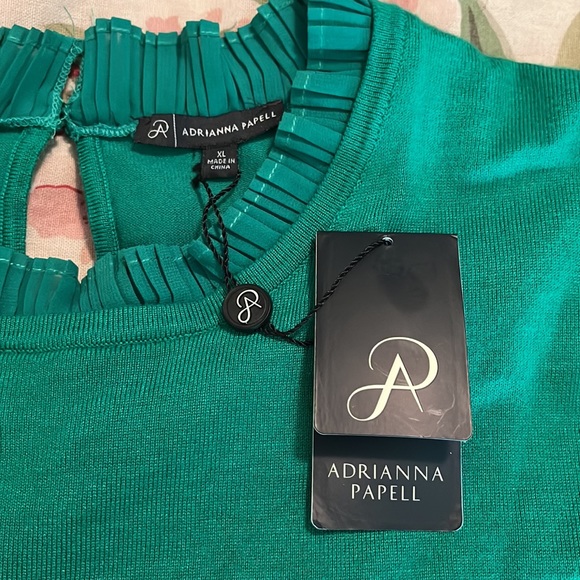 ADRIANNA PAPELL Size XL Pin-Tuck Poof Sleeve Pullover Sweater Kelly Green$89 NEW - Picture 9 of 14